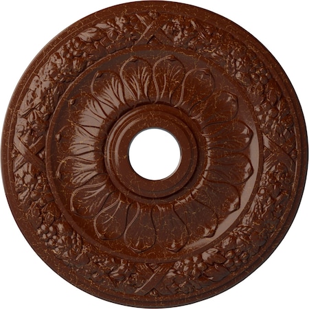 Ekena Millwork Swindon Medallion (Canopies up to 6 1/8"), 24"OD x 4"ID x 1 1/2"P, Burnished Mahogany Crackle CM24SWBMC